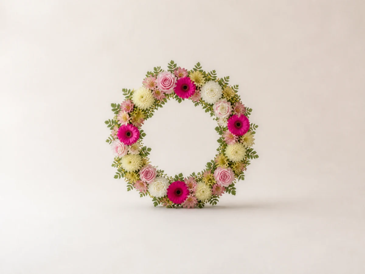 Imagem demonstrativa gerada de uma coroa de flores variadas pequena
